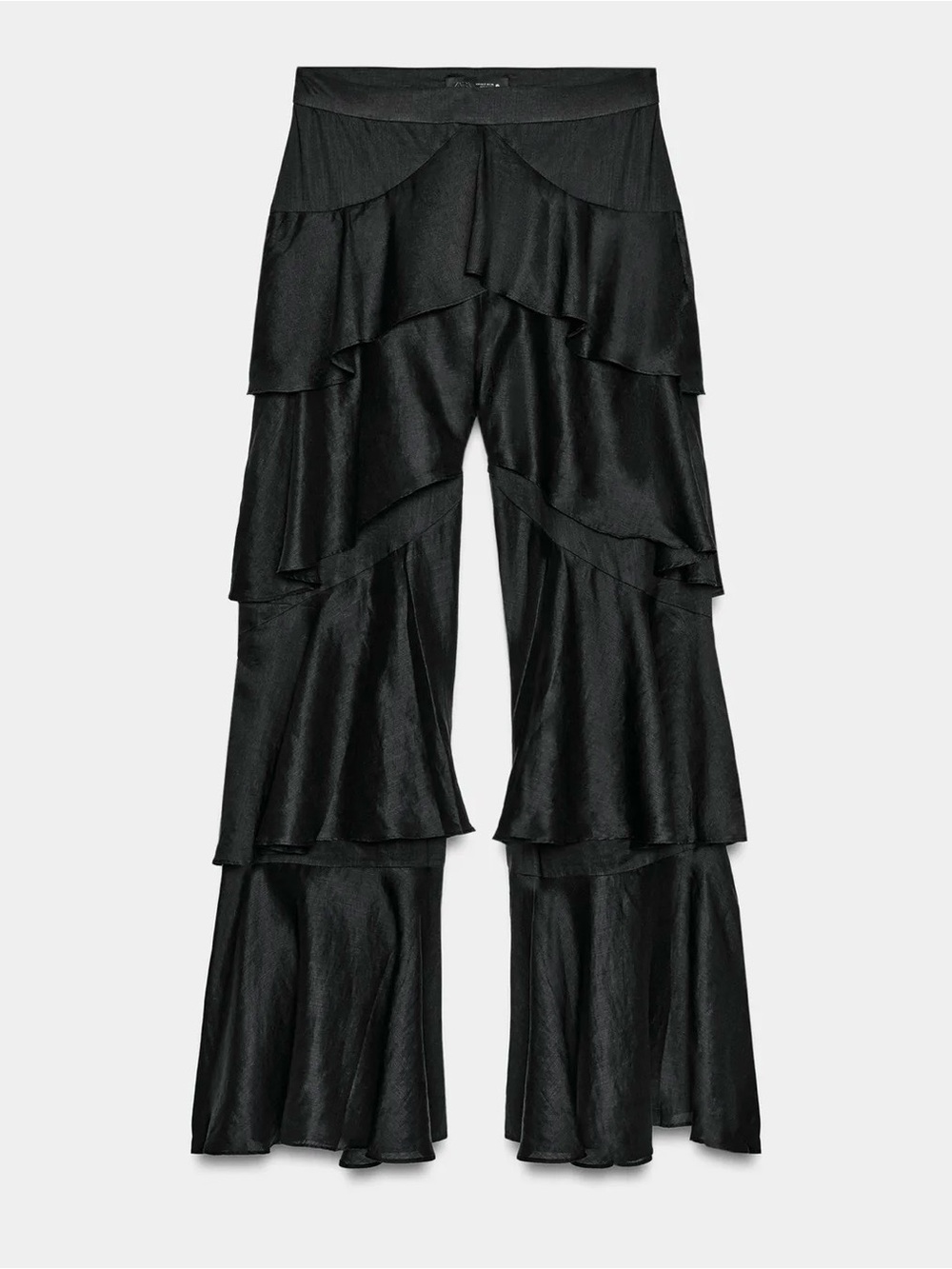 NWT Zara Collection Women’s Ramie Ruffled Pants Flowy Small Black 5344/051 - Picture 6 of 16